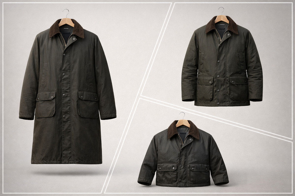 BarbourのBORDER・BEAUFORT・BEDALEの丈の違いを比較したジャケット画像