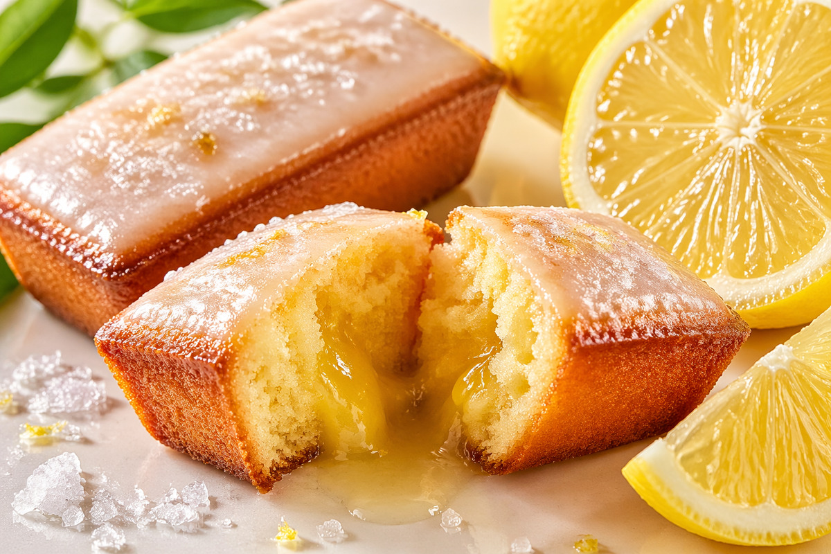 レモンソースがじゅわっと溢れる塩バニラフィナンシェに、爽やかな檸檬を添えた初夏のスイーツ